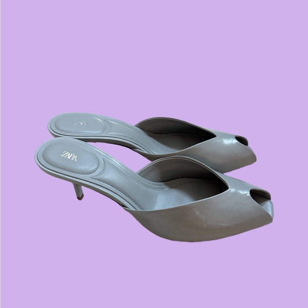 ๐ Zara - Pale Blue Peep Toe Heels - size 39 - Picture 4 of 6